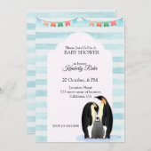 Niedliche Pinguinfamilie Einladung (Vorne/Hinten)