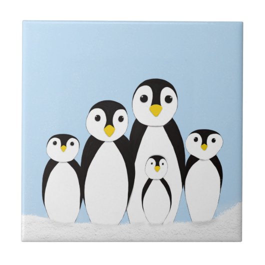 Niedliche Pinguinfamilie Fliese (Vorderseite)