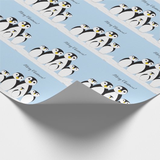 Niedliche Pinguinfamilie Geschenkpapier (Ecke)