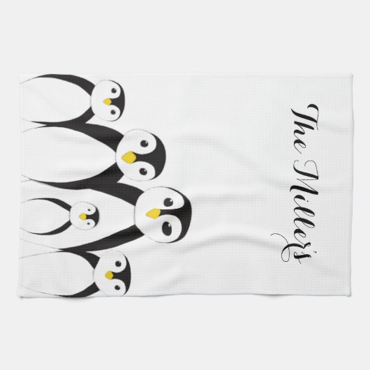 Niedliche Pinguinfamilie Geschirrtuch (Horizontal)