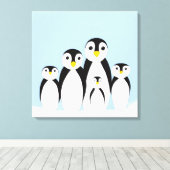 Niedliche Pinguinfamilie Leinwanddruck (Insitu (Holzboden))