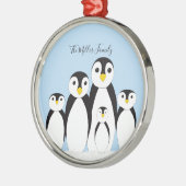 Niedliche Pinguinfamilie Ornament Aus Metall (Links)