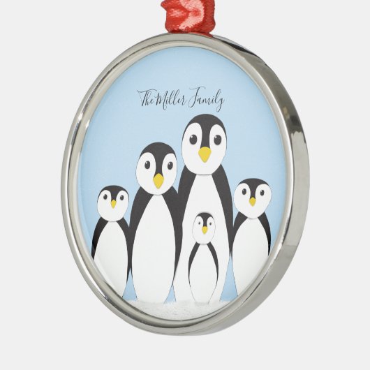 Niedliche Pinguinfamilie Ornament Aus Metall (Links)