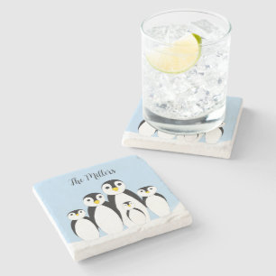 Niedliche Pinguinfamilie Steinuntersetzer