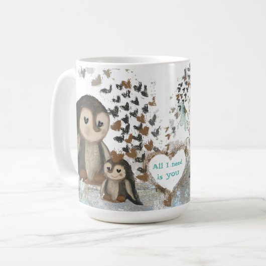 Niedliche Pinguinfamilie Tasse (Vorderseite Links)
