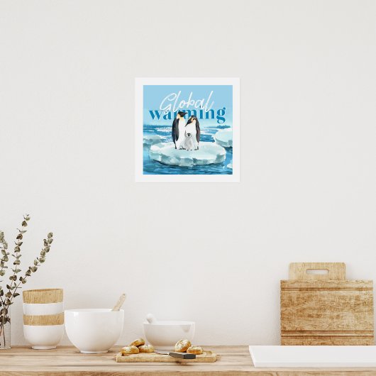 Niedliche Pinguinfamilie zur Erderwärmung Poster (Küche)