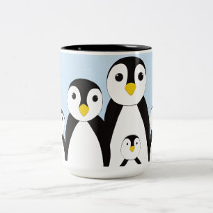 Niedliche Pinguinfamilie Zweifarbige Tasse