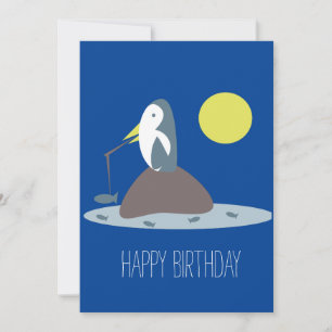 Niedliche Pinguinfischerei Geburtstagspartei Karte