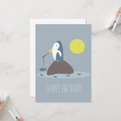 Niedliche Pinguinfischerei Geburtstagspartei Karte (Vorderseite/Rückseite Beispiel)