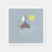 Niedliche Pinguinfischerei Geburtstagspartei Serviette (Vorderseite)