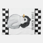 niedliche Pinguinfreunde fügen Text hinzu Geschirrtuch (Horizontal)