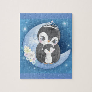 Niedliche Pinguinmutter und Baby Puzzle