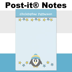 Niedliche Pinguinstars heißen Kinder blau gelb Post-it Klebezettel