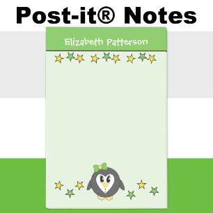 Niedliche Pinguinstars heißen Kinder grün gelb Post-it Klebezettel