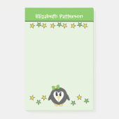 Niedliche Pinguinstars heißen Kinder grün gelb Post-it Klebezettel (Vorderseite)