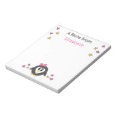 Niedliche Pinguinsterne und Namen rosa Kinder Notizblock (Rotiert)