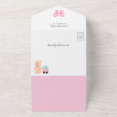 Niedliche Pink Airplane Girl Teddy Bear Babydusche All In One Einladung (Außenbereich)