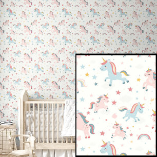 Niedliche Pink & Aqua Baby Unicorns & Stars Tapete