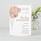 Niedliche Pink Baby Dusche mit Balloons islamic ar Einladung (Stehend Vorderseite)