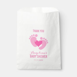 Niedliche Pink BABY FEET Heart Girl Babydusche Geschenktütchen