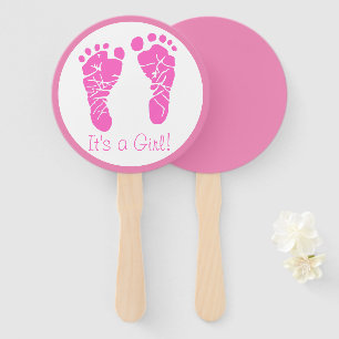 Niedliche Pink Baby Footprints durch eine Girl Bab Fächer