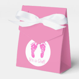 Niedliche Pink Baby Footprints durch eine Girl Bab Geschenkschachtel