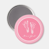 Niedliche Pink Baby Footprints durch eine Girl Bab Magnet (Vorderseite/Rückseite)
