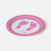 Niedliche Pink Baby Footprints durch eine Girl Bab Pappteller (Schrägansicht)