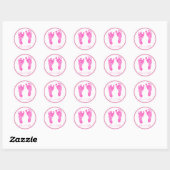 Niedliche Pink Baby Footprints durch eine Girl Bab Runder Aufkleber (Blatt)
