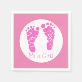 Niedliche Pink Baby Footprints durch eine Girl Bab Serviette