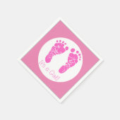 Niedliche Pink Baby Footprints durch eine Girl Bab Serviette (Ecke)