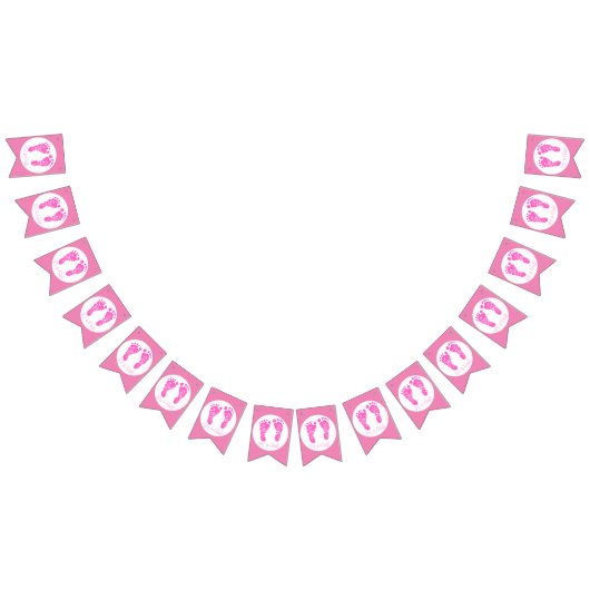 Niedliche Pink Baby Footprints durch eine Girl Bab Wimpelkette (Alle)
