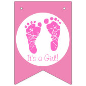 Niedliche Pink Baby Footprints durch eine Girl Bab Wimpelkette (Erste Fahne)