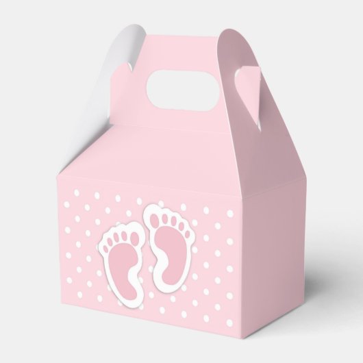 Niedliche Pink Baby Girl Footprints Geschenkschachtel (Rückseite)