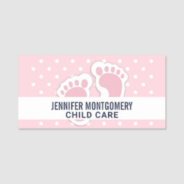 Niedliche Pink Baby Girl Footprints Namensschild