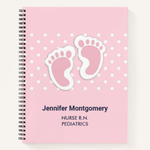 Niedliche Pink Baby Girl Footprints Notizblock
