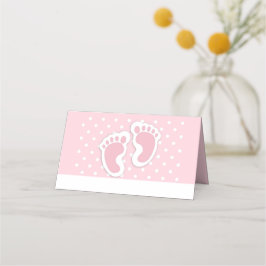 Niedliche Pink Baby Girl Footprints Platzkarte