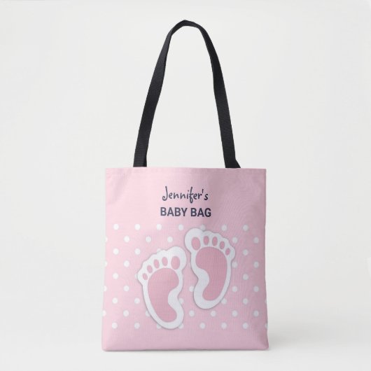 Niedliche Pink Baby Girl Footprints Tasche (Vorderseite)