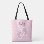 Niedliche Pink Baby Girl Footprints Tasche (Rückseite)