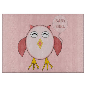 Niedliche Pink Baby Girl Owl Glass Cutting Board Schneidebrett