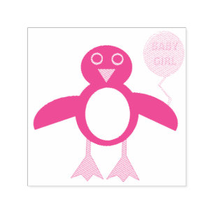 Niedliche Pink Baby Girl Pinguin Briefmarke Permastempel