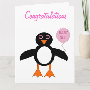 Niedliche Pink Baby Girl Pinguin Custom Card Karte