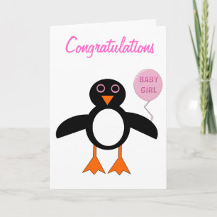 Niedliche Pink Baby Girl Pinguin Custom Card Karte