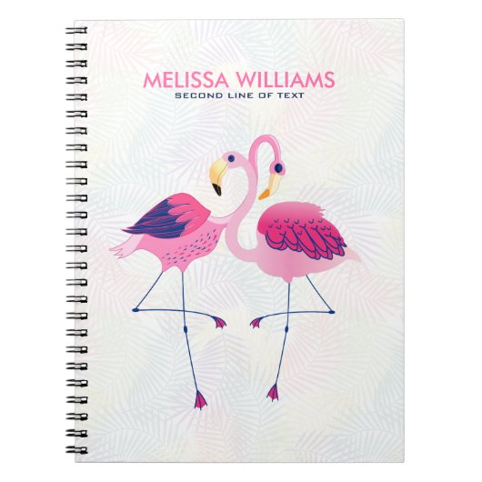 Niedliche Pink & Blue Flamingos Illustration Notizblock (Vorderseite)