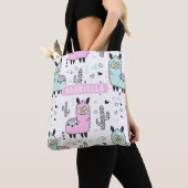 Niedliche Pink & Blue Llama Tote Tasche (Von Nahem)