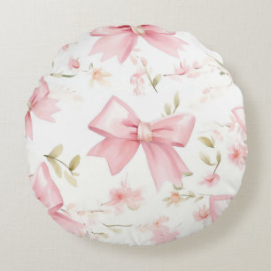 Niedliche Pink-Bogen-Mädchen Rundes Kissen