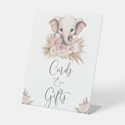 Niedliche Pink-Boho-Girl-Karten und Geschenke Sockelschild (Vorderseite)