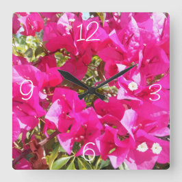 Niedliche Pink Bougainvillea Quadratische Wanduhr