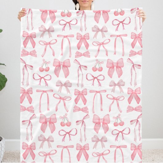 Niedliche Pink Bow Girl Ästhetische Koquette Fleecedecke
