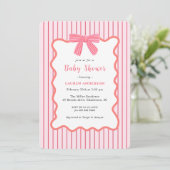 Niedliche Pink Bow, Girl Baby Dusche Einladung (Stehend Vorderseite)